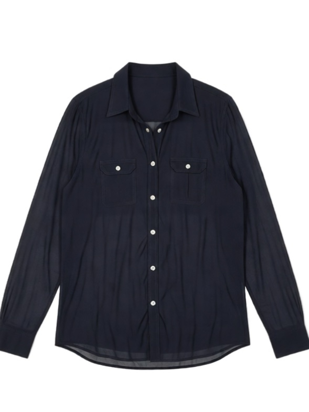 J.Crew Black Sheer Cotton Slim Fit Button-Down | Pointed Collar | Large